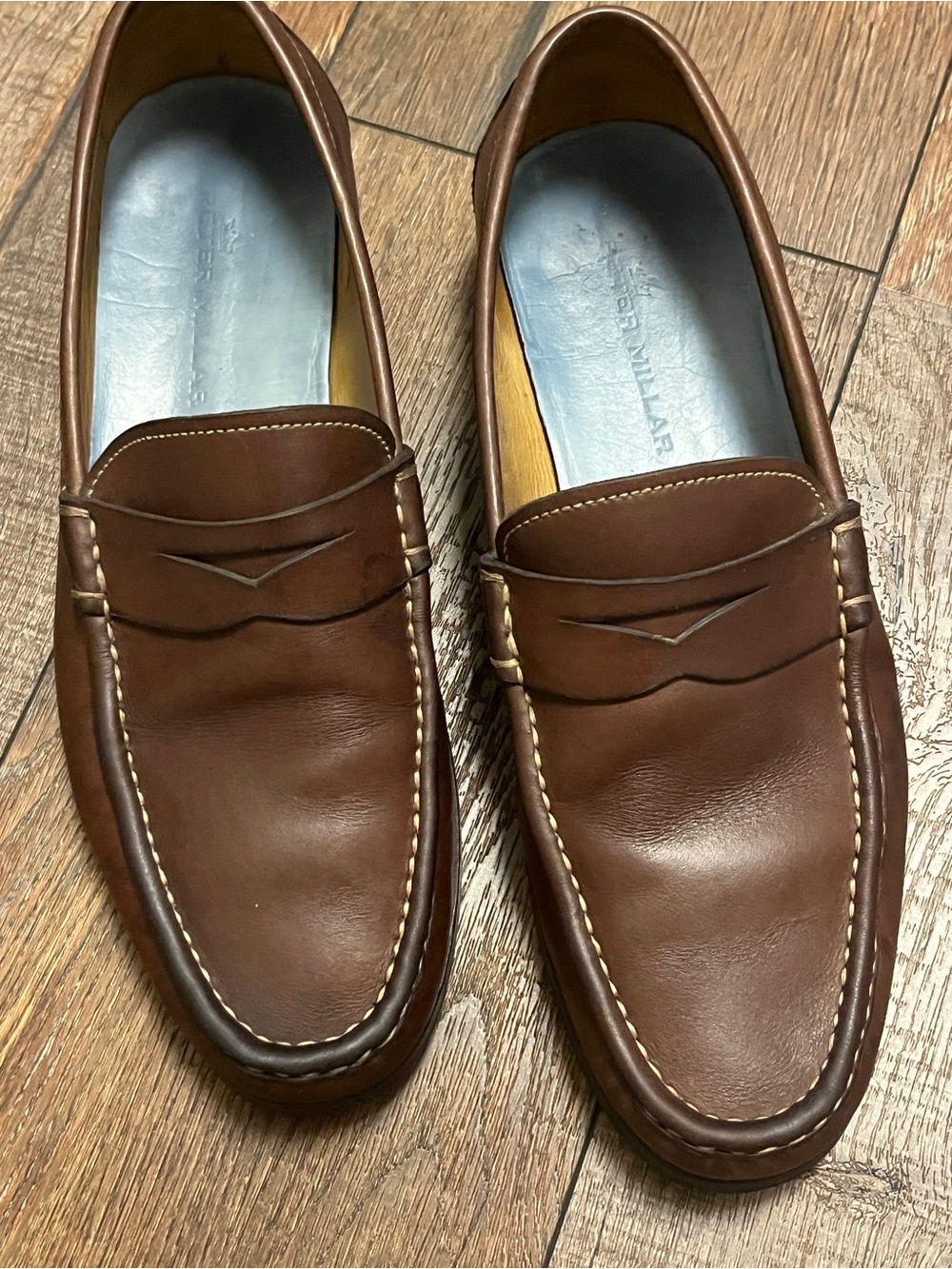 Men's Brown Peter Milllar Leather Slip-On Penny Loafers made in Brazil size 9.5M